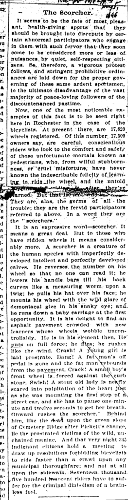 "The Scorcher," Rochester Post-Express, Rochester, NY, May 5, 1896.